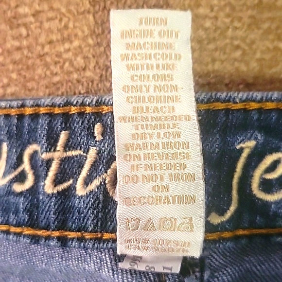 Justice Jeans Girls Embroidered Pockets Straight Leg Jeans, Size: 8 S - Picture 10 of 10